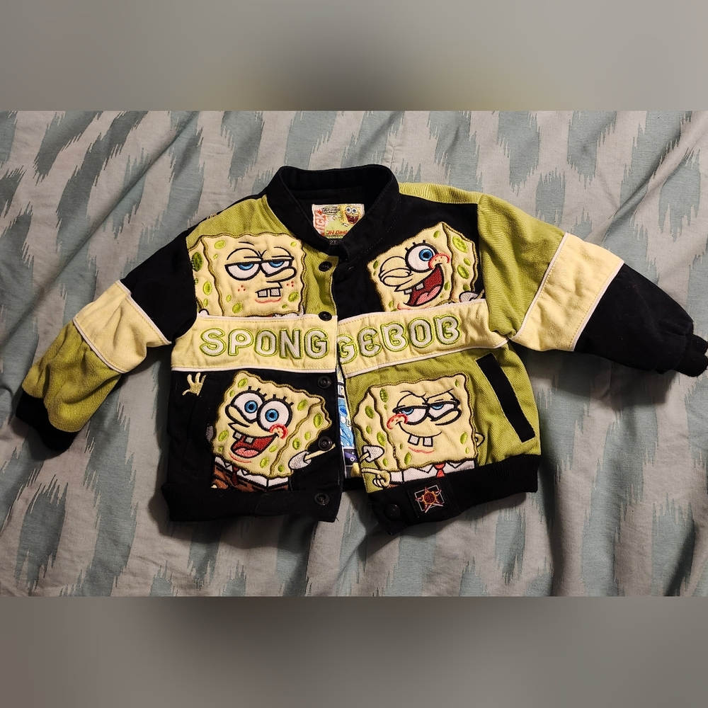 Y2K Nickelodeon SpongeBob SquarePants Embroidered‎ Racing Jacket JH Designs 2T